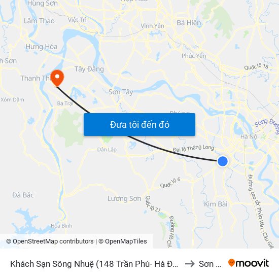 Khách Sạn Sông Nhuệ (148 Trần Phú- Hà Đông) to Sơn Đà map