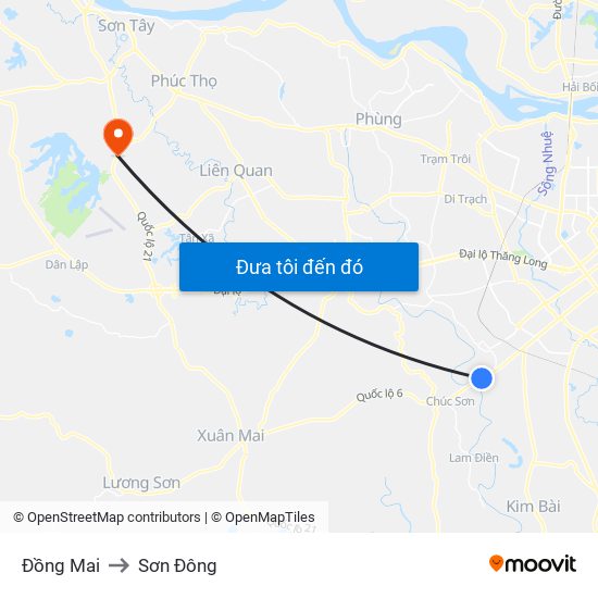 Đồng Mai to Sơn Đông map