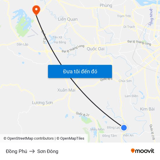 Đồng Phú to Sơn Đông map