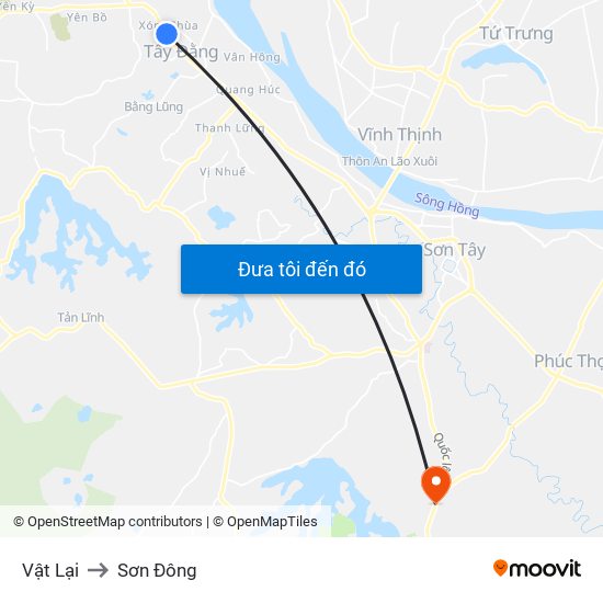 Vật Lại to Sơn Đông map