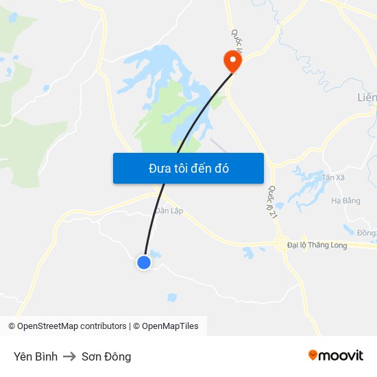 Yên Bình to Sơn Đông map