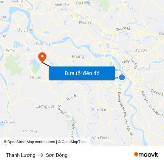 Thanh Lương to Sơn Đông map
