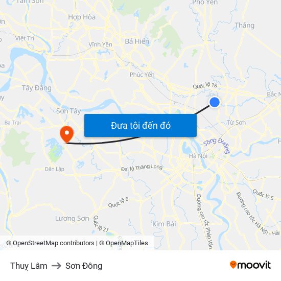 Thuỵ Lâm to Sơn Đông map