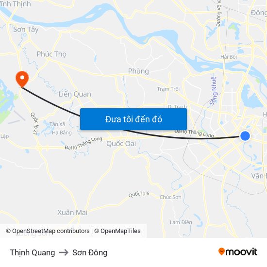 Thịnh Quang to Sơn Đông map