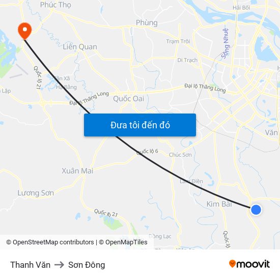 Thanh Văn to Sơn Đông map