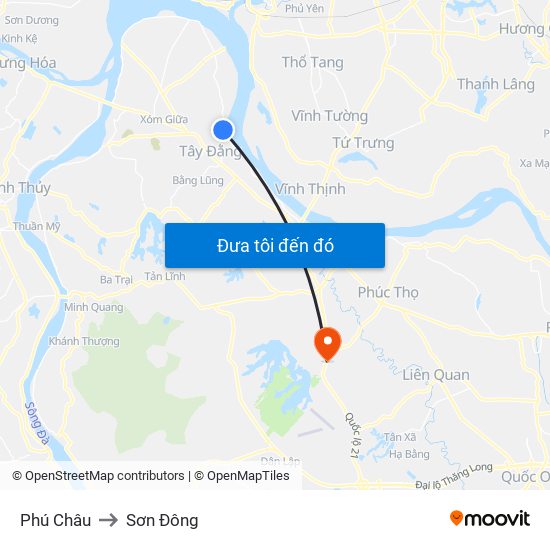 Phú Châu to Sơn Đông map