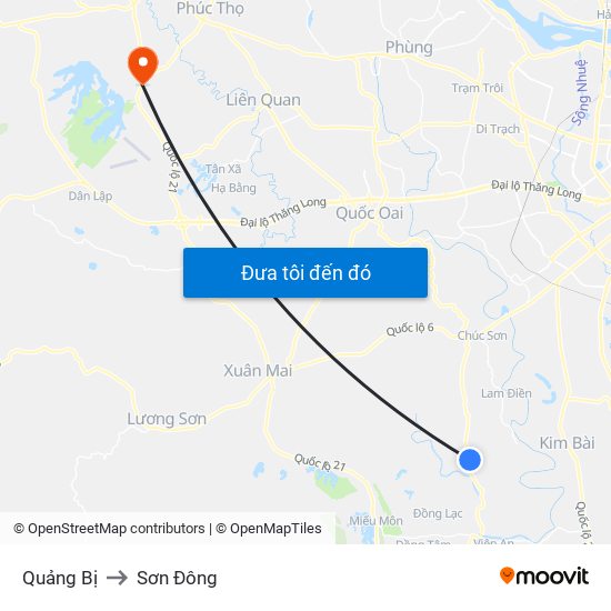 Quảng Bị to Sơn Đông map