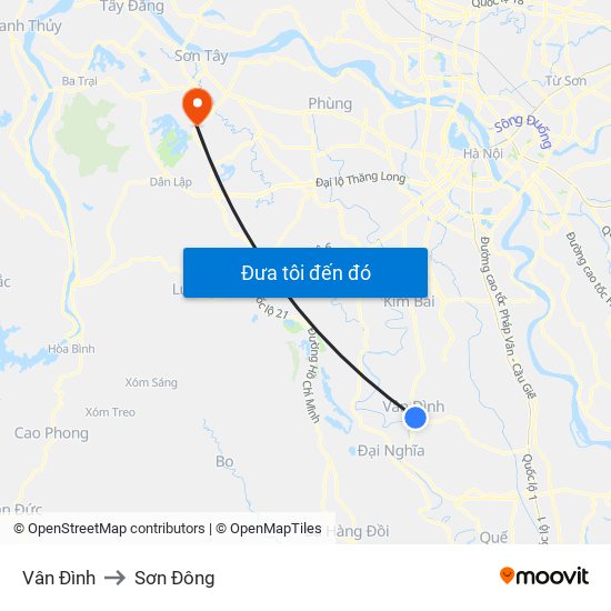 Vân Đình to Sơn Đông map