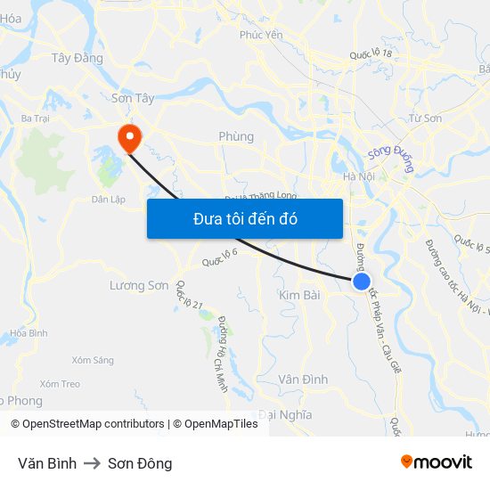 Văn Bình to Sơn Đông map