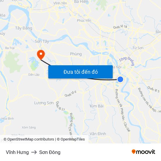 Vĩnh Hưng to Sơn Đông map