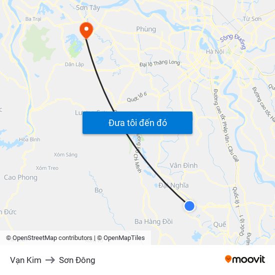 Vạn Kim to Sơn Đông map