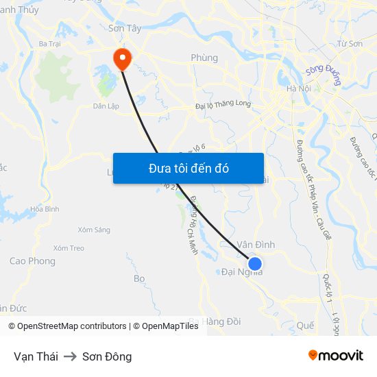 Vạn Thái to Sơn Đông map