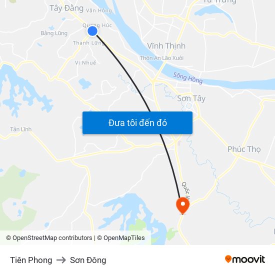 Tiên Phong to Sơn Đông map