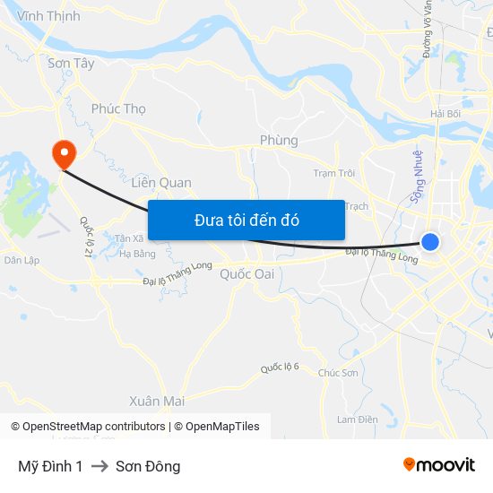 Mỹ Đình 1 to Sơn Đông map