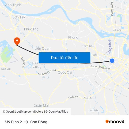 Mỹ Đình 2 to Sơn Đông map