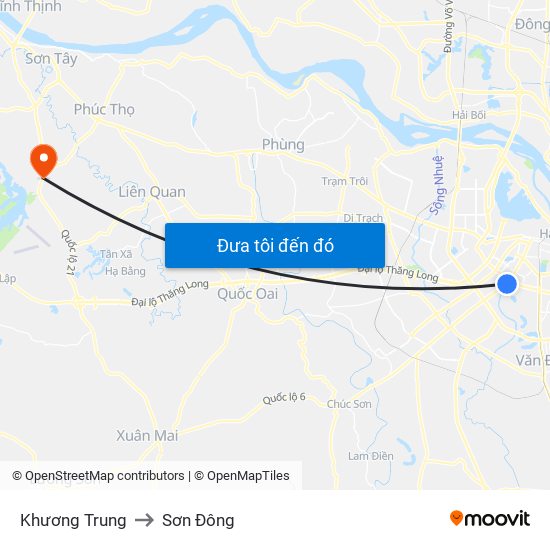 Khương Trung to Sơn Đông map