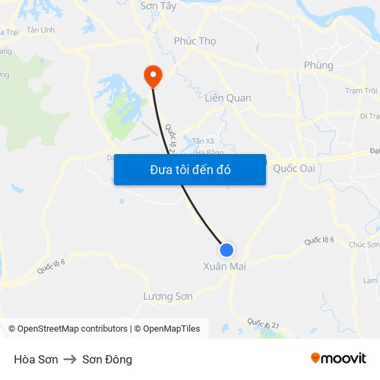 Hòa Sơn to Sơn Đông map