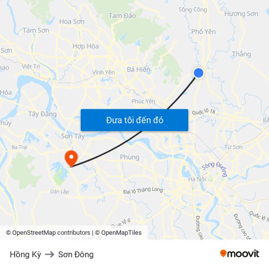 Hồng Kỳ to Sơn Đông map