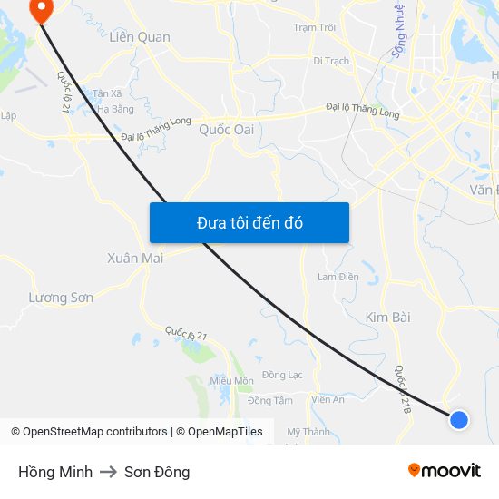 Hồng Minh to Sơn Đông map