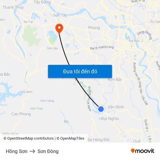 Hồng Sơn to Sơn Đông map