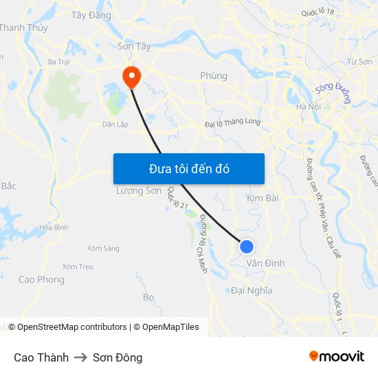 Cao Thành to Sơn Đông map