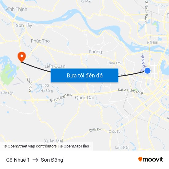 Cổ Nhuế 1 to Sơn Đông map