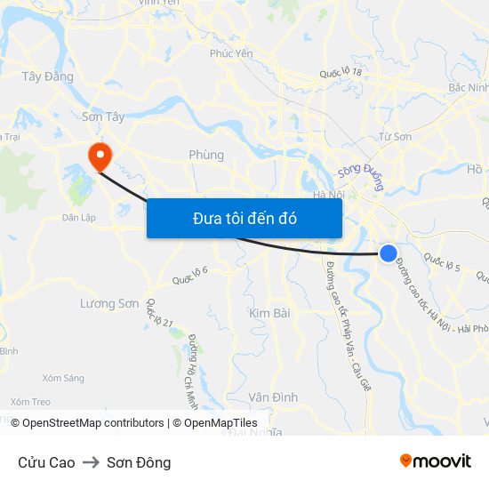 Cửu Cao to Sơn Đông map