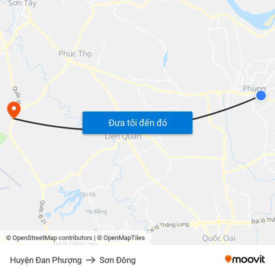 Huyện Đan Phượng to Sơn Đông map