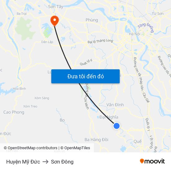 Huyện Mỹ Đức to Sơn Đông map