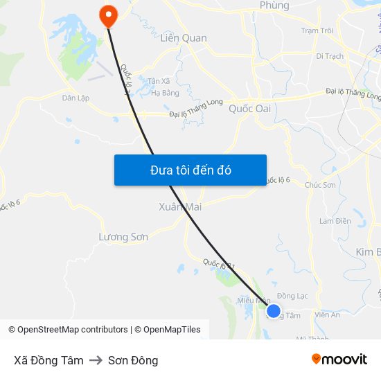 Xã Đồng Tâm to Sơn Đông map