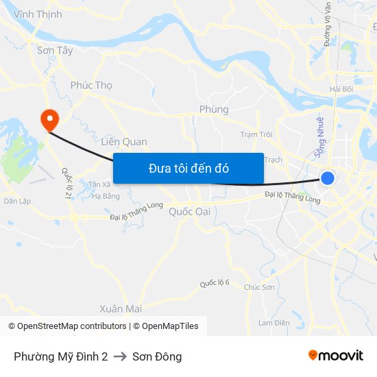 Phường Mỹ Đình 2 to Sơn Đông map