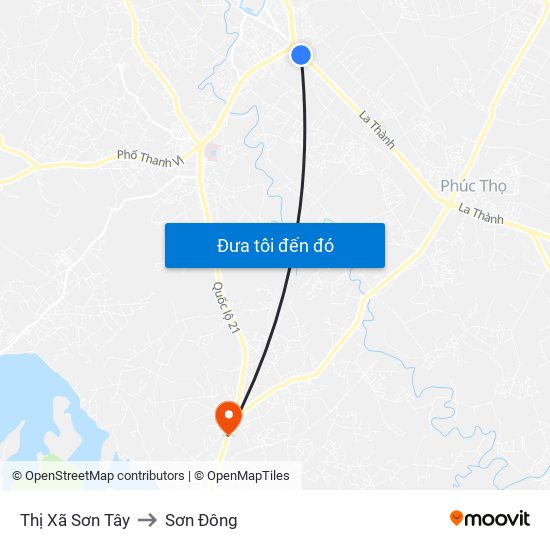 Thị Xã Sơn Tây to Sơn Đông map