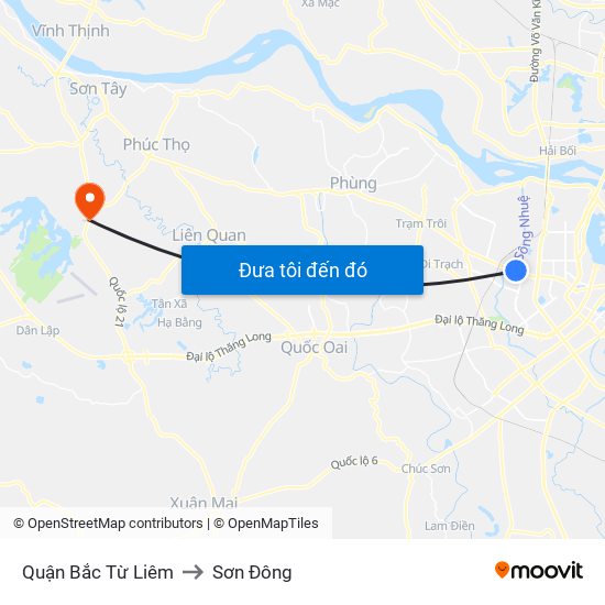 Quận Bắc Từ Liêm to Sơn Đông map