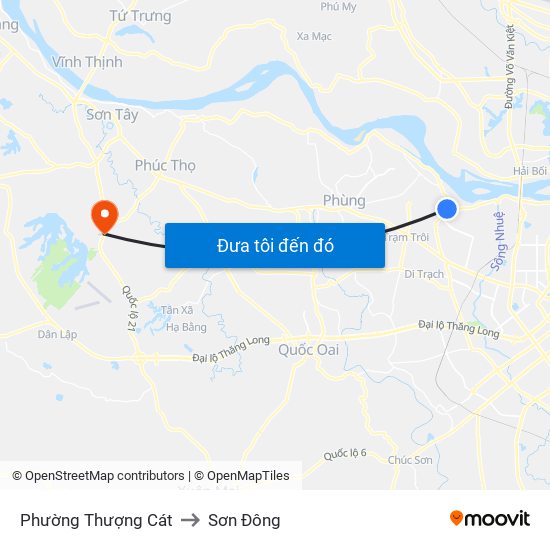 Phường Thượng Cát to Sơn Đông map