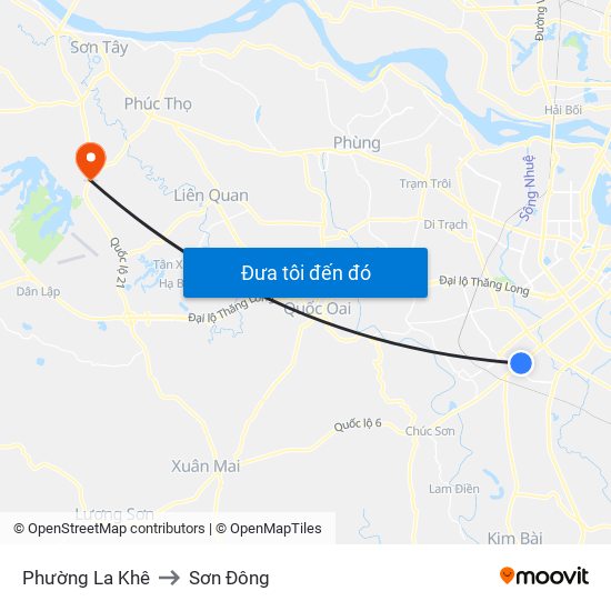 Phường La Khê to Sơn Đông map