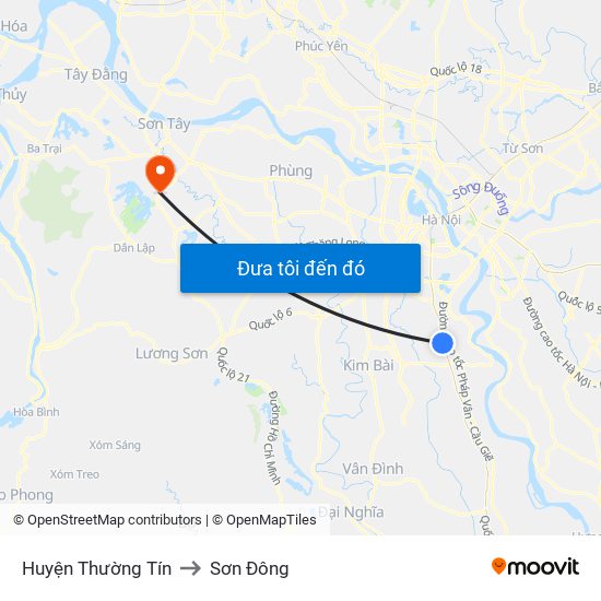 Huyện Thường Tín to Sơn Đông map