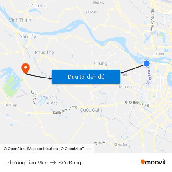 Phường Liên Mạc to Sơn Đông map