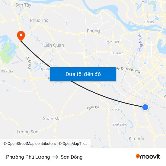 Phường Phú Lương to Sơn Đông map