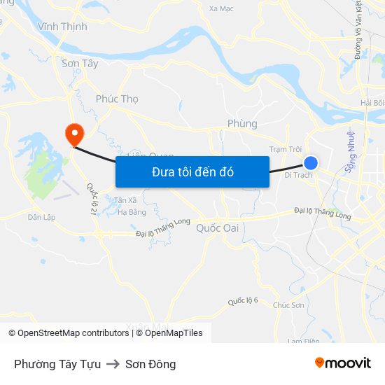 Phường Tây Tựu to Sơn Đông map