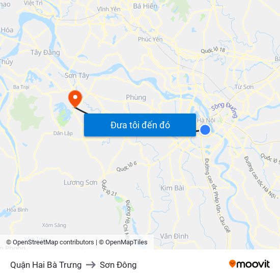 Quận Hai Bà Trưng to Sơn Đông map