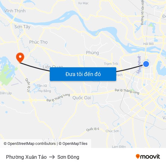 Phường Xuân Tảo to Sơn Đông map