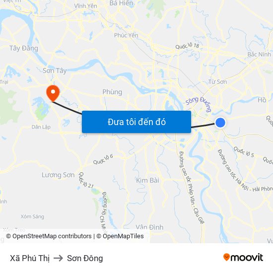 Xã Phú Thị to Sơn Đông map