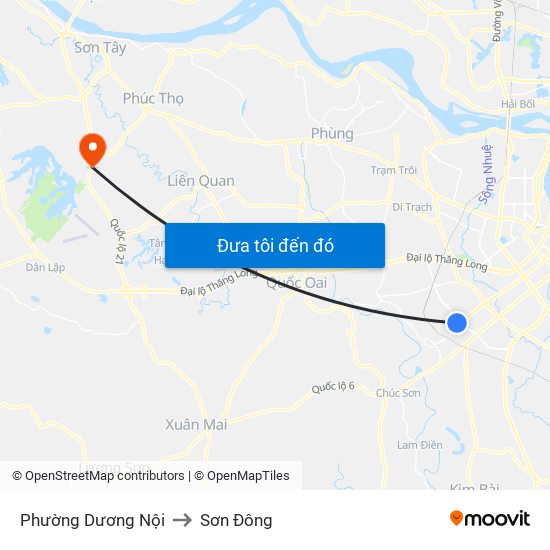 Phường Dương Nội to Sơn Đông map