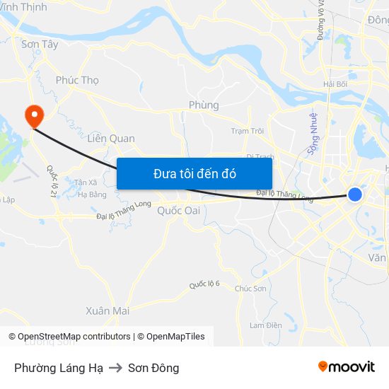Phường Láng Hạ to Sơn Đông map