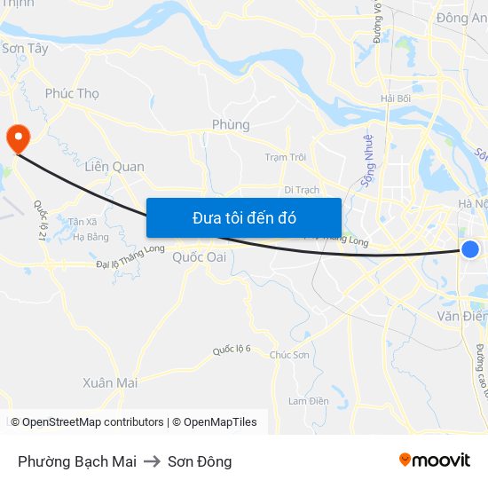 Phường Bạch Mai to Sơn Đông map