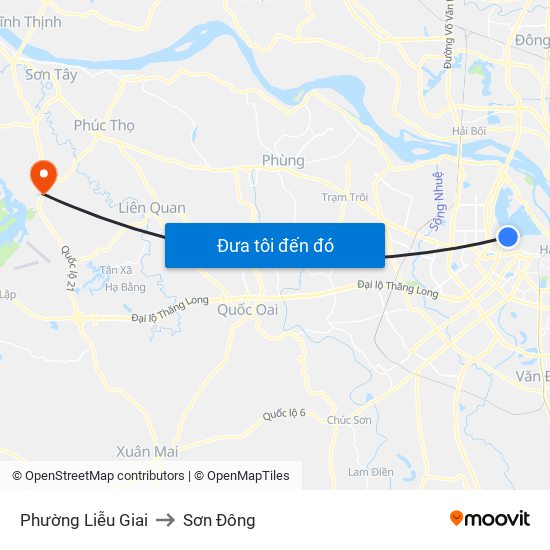 Phường Liễu Giai to Sơn Đông map