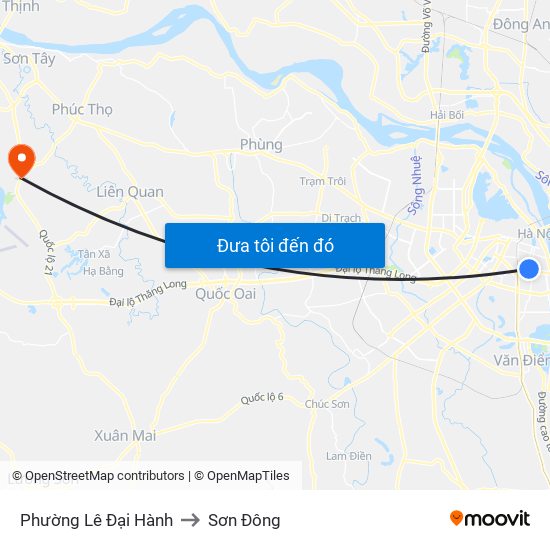 Phường Lê Đại Hành to Sơn Đông map