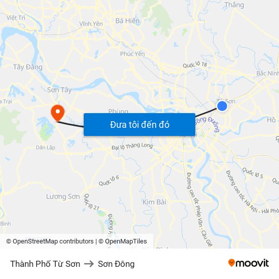 Thành Phố Từ Sơn to Sơn Đông map