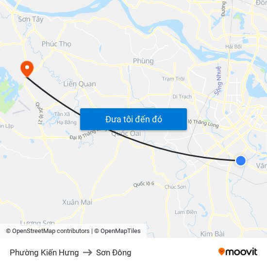 Phường Kiến Hưng to Sơn Đông map