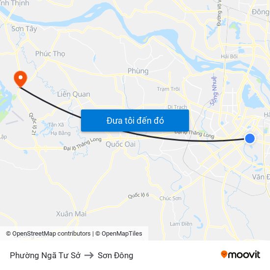 Phường Ngã Tư Sở to Sơn Đông map